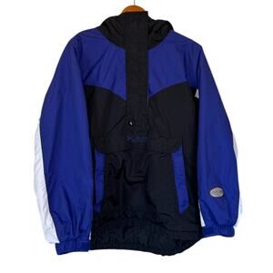 Vintage Columbia Anorak Women Large Blue Pullover‎ Hood Color Block 90s Gorpcore